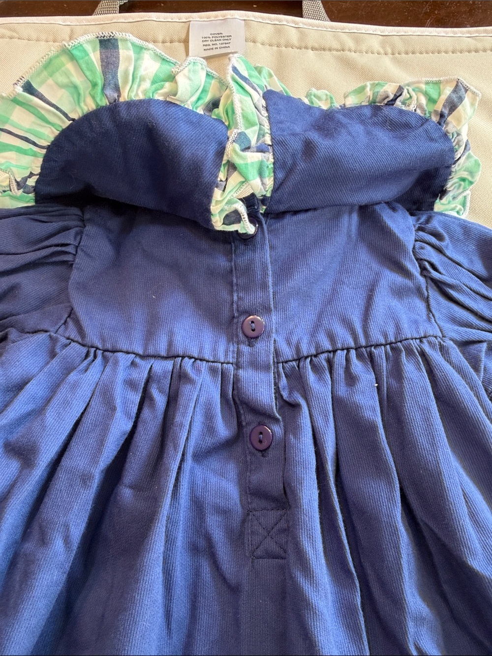 Smocktions Navy Blue Ruffle-Yoke Casual Dress for Babies - Picture 5 of 8